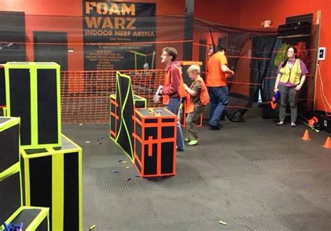 Our variety of games and mini-games, enthusiastic Nerf Coach, and our stragetically-made Nerf Arena ensures that your Nerf Gun Party with us will be a hit. . Nerf arenas near me